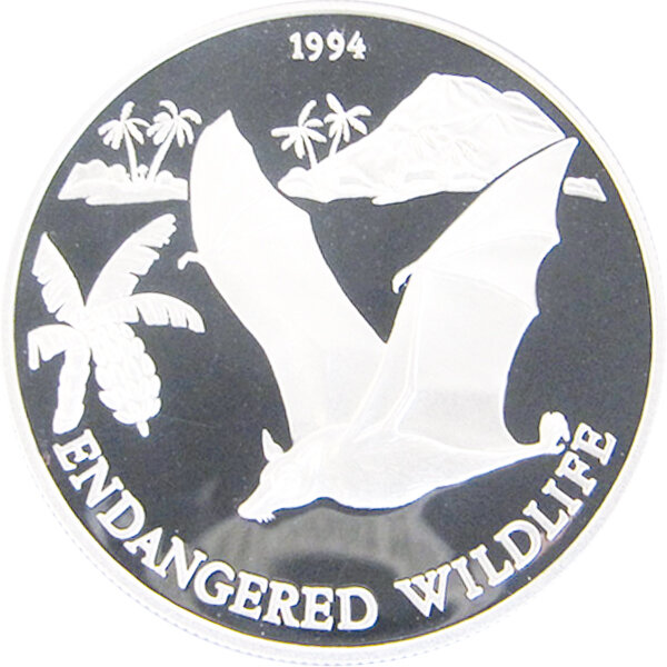 Samoa 10 Tala 1994 - Fledermaus- Silber PP