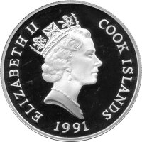 Cook Islands 50 Dollars 1991 - Bedrohte Tierwelt "Löwe" - Silber PP