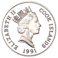 Cook Islands 50 Dollars 1991 - "Löwe" - Silber PP