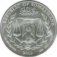 Somalia 1000 Shillings 2010 - Jahr des Tigers - Silber Stempelglanz