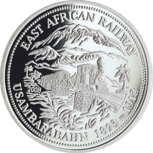 Ruanda 500 Francs East Africa Railway Usambara-Bahn 2008 1 oz Silber PP