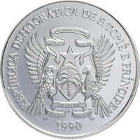 Sao Tome und Principe 1.000 Dobras 1990 I Olympics 1992 - Olympisches Feuer - Silber PP