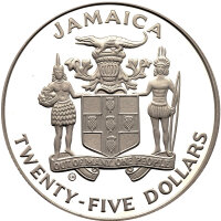 Jamaica 25 Dollars 1992 - XXV. Olympischen Sommerspielen  "Cycling" - Silber PP