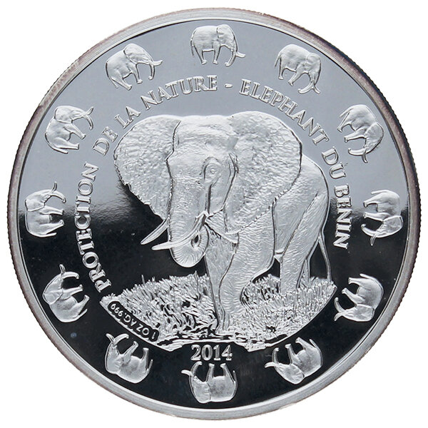 Benin 1.000 Francs Elefant 2014 - Silber 1 oz Proof-like