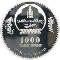 Mongolei 1.000 Tögrög 2014 "Chinggis Khaan" 1 oz Silber PP