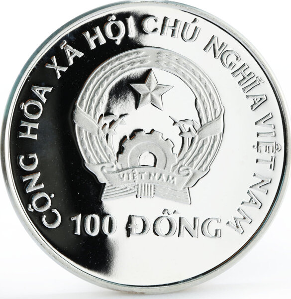 Vietnam 100 Dong 1990 -  Olympische Spiele Hockey - Silber PP