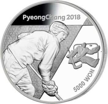 Südkorea 5.000 Won 2016 I Olympische Winterrspiele 2018 Hockey - Silber PP