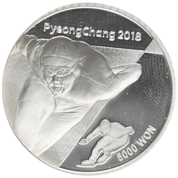Südkorea 5.000 Won 2016 I Olympische Winterrspiele 2018 Eisschnelllauf - Silber PP