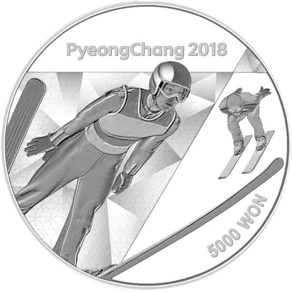 Südkorea 5.000 Won 2017 I Olympische Winterrspiele 2018 Skispringen - Silber PP