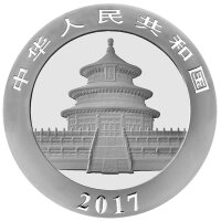 China Panda 2017 30 Gramm Silber - Teilvergoldet