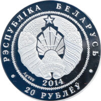 Weißrussland 20 Rubel 2014 - Hase - Silber PP