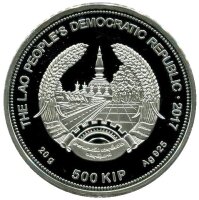 Laos 500 Kip 2017 - Olympische Winterspiele 2018 - Silber PP