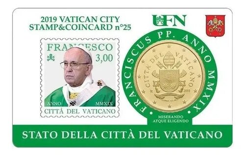 Vatikan 50 Cent 2019 - Franziskus - Coincard mit Briefmarke Nr.25