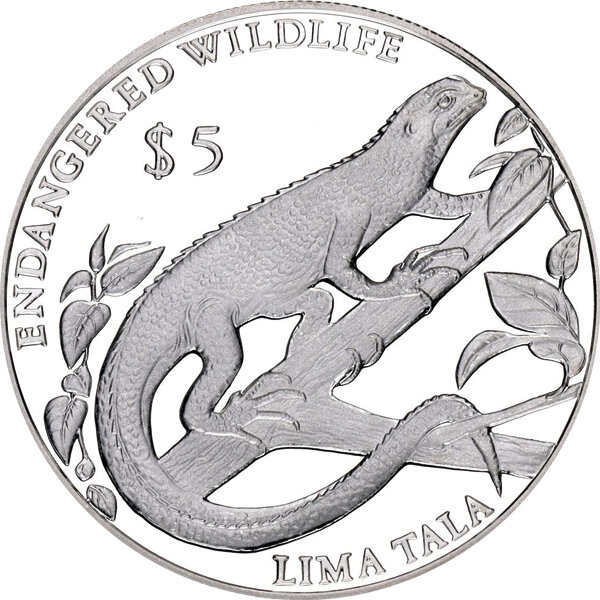 Tokelau 5 Dollar 1993 - Fidschileguane - Silber PP