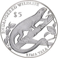 Tokelau 5 Dollar 1993 - Fidschileguane - Silber PP