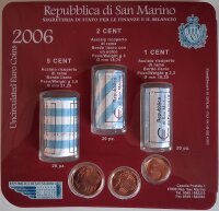 San Marino Rollen-Kit 2006 - 1, 2, 5 Cent  je 21 Stück "Kursmünzen"