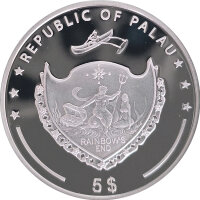 Palau 5 Dollar 2009 - 7 Weltwunder "Der Koloss von Rhodos" - Silber PP teilcoloriert