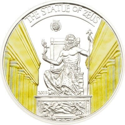 Palau 5 Dollar 2013 - 7 Weltwunder "Zeusstatue" - Silber PP teilcoloriert