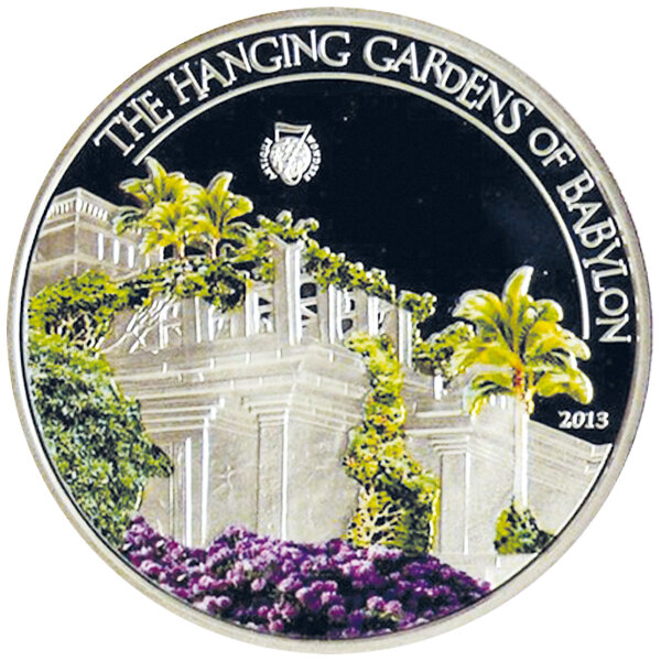Palau 5 Dollar 2013 - 7 Weltwunder "Hängende Gärten von Babylon" - Silber PP teilcoloriert