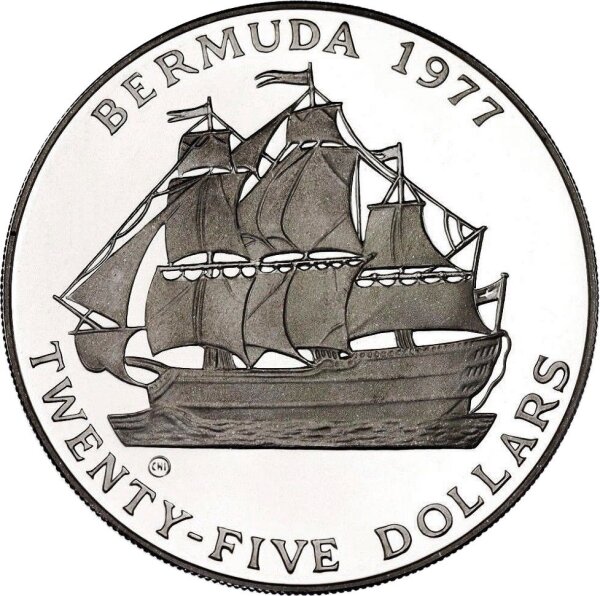 Bermuda 25 Dollars 1977 Silver Jubilee Elizabeth II - Silber PP