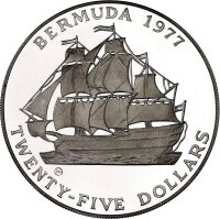 Bermuda 25 Dollars 1977 Silver Jubilee Elizabeth II - Silber PP