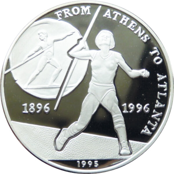 Laos 50 KIP 1995 Olympische Spiele Javelin-Werfer - Silber PP