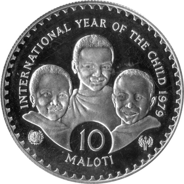 Lesotho 10 Maloti 1979 - Internationales Jahr des Kindes - Silber PP