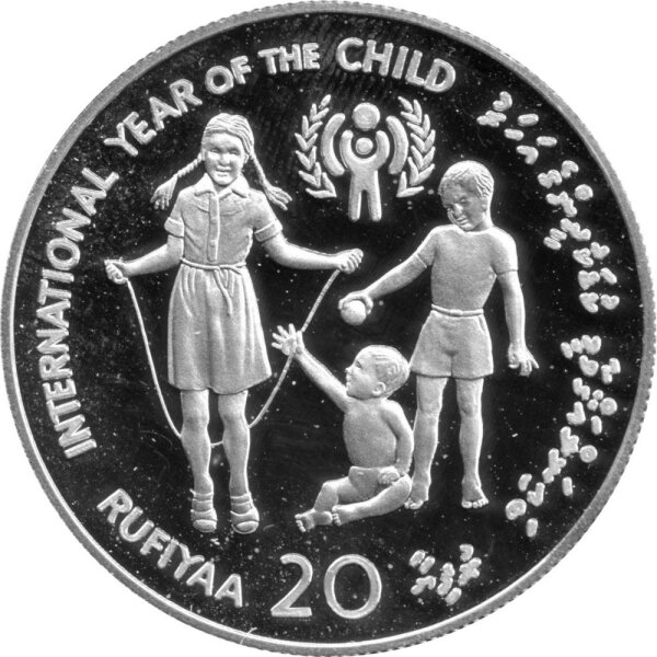 Malediven 20 Rufiyaa 1979 - Internationales Jahr des Kindes - Silber PP