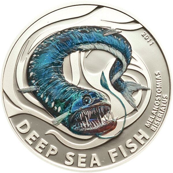 Pitcairn Islands 2 Dollars 2011 Melanostomias Biseriatus - 1/2 oz Silber PP