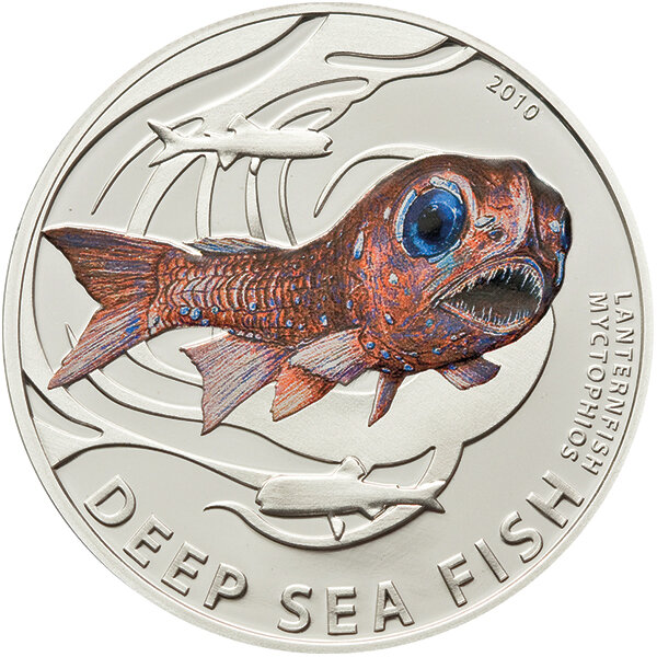 Pitcairn Islands 2 Dollars 2010 Lanternfish Myctophios - 1/2 oz Silber PP