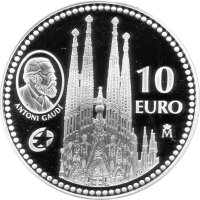 Spanien 10 Euro 2010 - Antoni Gaudí "Basilika Sagrada Família" - Silber PP