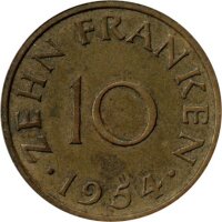 J.801 Saarland 10 Franken 1954 - Kursmünze
