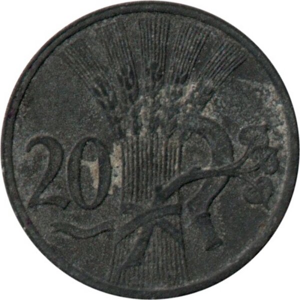 J.621 Besetzte Gebiete - Böhmen und Mähren 20 Heller 1940 - 1944 - Kursmünze