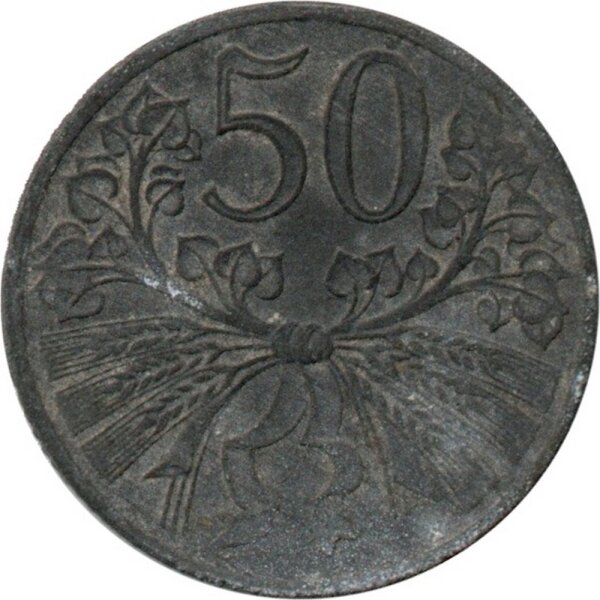 J.622 Besetzte Gebiete - Böhmen und Mähren 50 Heller 1940 - 1944 - Kursmünze