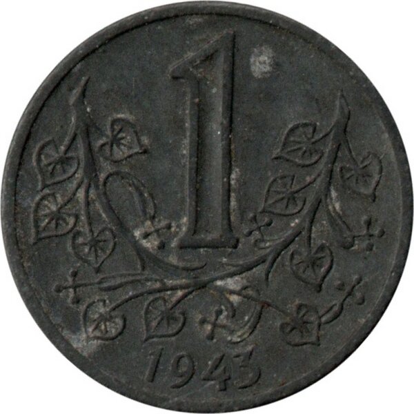 J.623 Besetzte Gebiete - Böhmen und Mähren 1 Krone 1941 - 1944 - Kursmünze