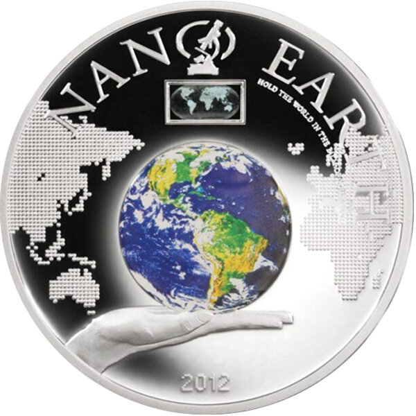 Cook Islands 10 Dollars 2012 - NANO-ERDE - Silber PP Coloriert Mit Nano-Chip