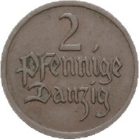 J.D03 Danzig 2 Pfennig 1923 - 1937 - Umlaufmünze -...