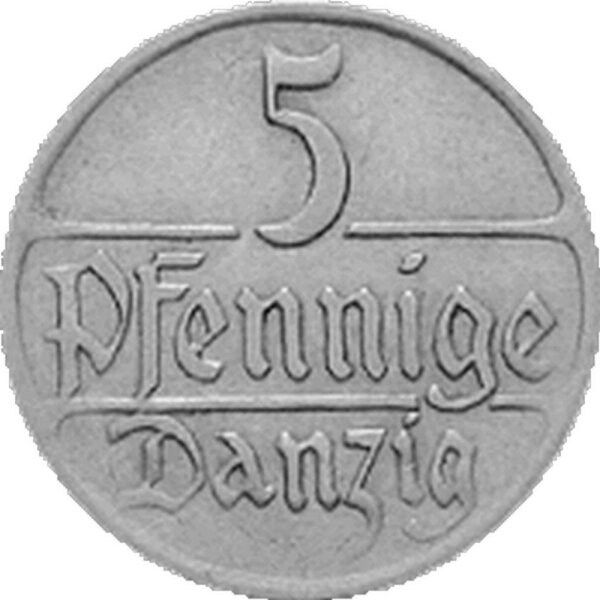 J.D04 Danzig 5 Pfennig 1923 - 1939 - Umlaufmünze - KuNi