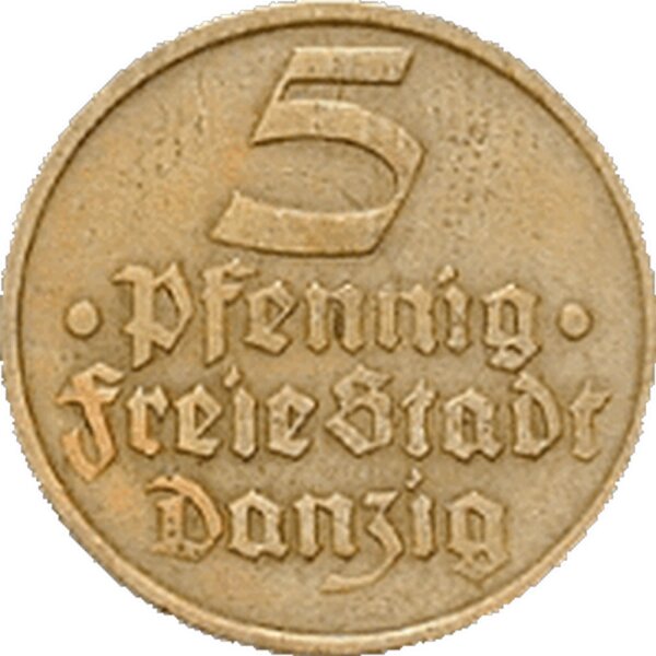 J.D12 Danzig 5 Pfennig 1932 - Umlaufmünze - Alu-Bronze