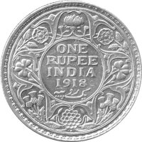 Britisch Indien 1 Rupie 1918 - König Georg V. - Silber