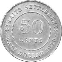 Britische Kolonien - Straits Settlements - 50 Cents 1920 - König Georg V. - Silber