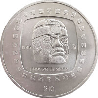 Mexiko 10 Pesos 1996 Cabeza Olmeca 5 oz Silber