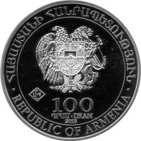 Armenien 100 Dram 2018 - XXI. Fußball-WM 2018 in Russland - Silber PP teilcoloriert