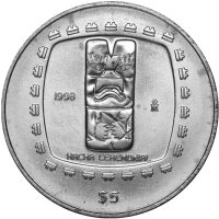 Mexiko 5 Pesos 1998 - Ceremonial Hacha - 1 oz Silber