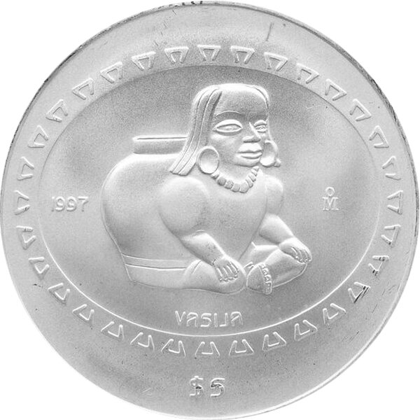 Mexiko 5 Pesos 1997 - Vasija - 1 oz Silber