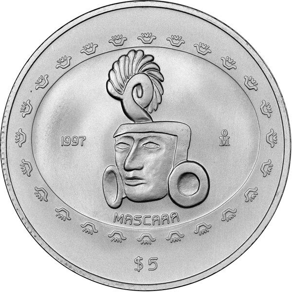 Mexiko 5 Pesos 1997 - Mascaaa - 1 oz Silber
