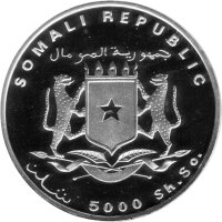 Somalia 5.000 Shillings 1998 - Großsegler "Amerigo Vespucci" - Silber PP