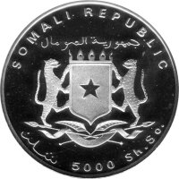 Somalia 5.000 Shillings 1998 - Großsegler "Alexander von Humboldt" - Silber PP