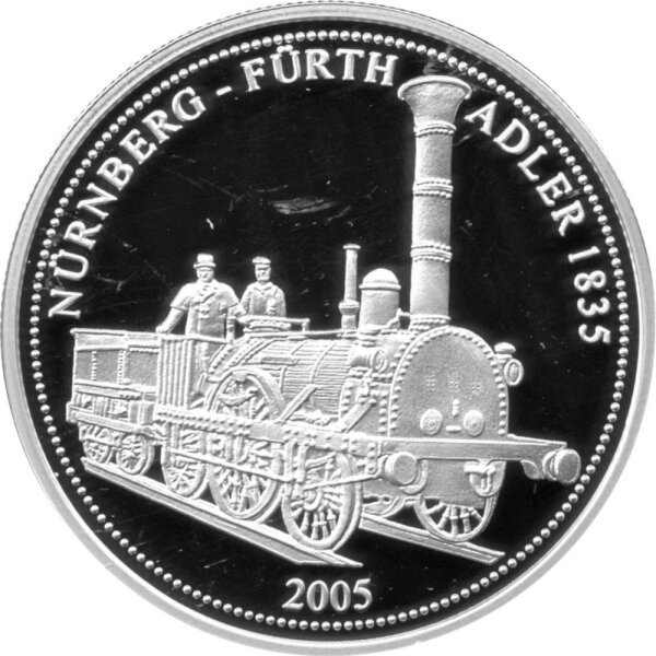 Togo 1.000 Francs 2005 - 170 Jahre Eisenbahn Nürnberg-Fürth - Silber PP