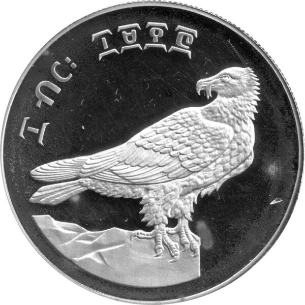 Äthiopien 10 Birr 1978 - 15 Jahre WWF "Bartgeier" - Silber PP